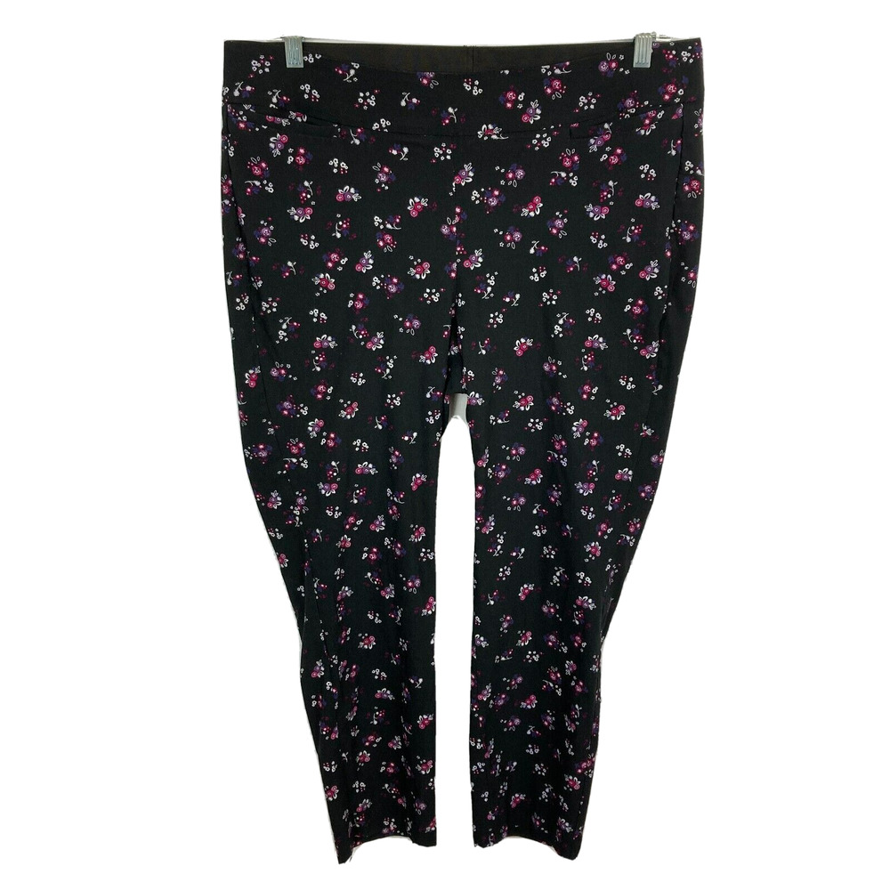Lane Bryant Pants Womens Sz 18R Black Straight Allie Ankle Floral Stretch